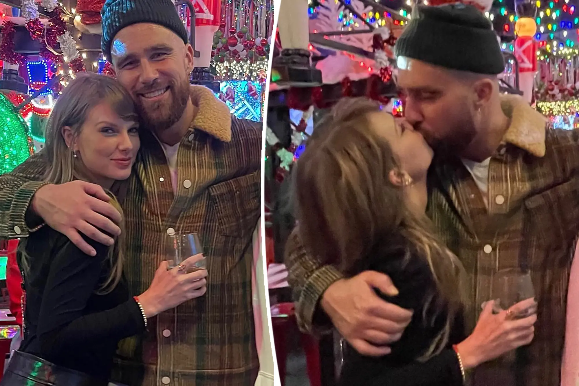 Taylor Swift and Travis Kelce kiss on the lips in a new picture from the loved-up couples night out