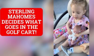 Sterling Mahomes gives her mom Brittany orders about what goes in golf cart.