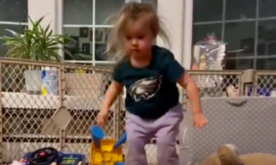 Jason Kelce's daughter goes viral for acting like her dad after announcing retirement