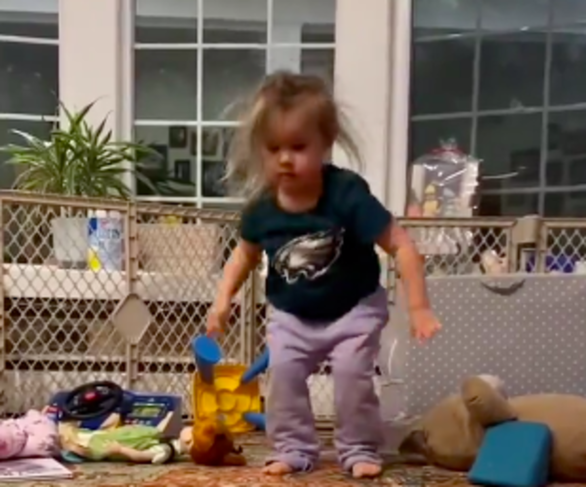 Jason Kelce's daughter goes viral for acting like her dad after announcing retirement