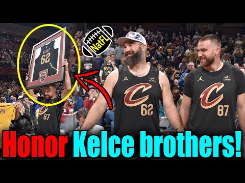 Travis and Jason Kelce get standing ovation before Cavaliers-Celtics game as Cleveland Heights natives are toasted in their return home after Jason's retirement from Eagles