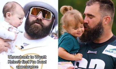 Watch: Jason Kelce daughter Wyatt reaction as dad cries during retirement announcement ''Dad please don't cry