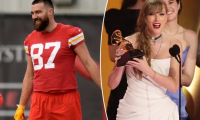 Travis Kelce knows how to celebrate Taylor Swift's historic wins. Here's what he bought her to celebrate the Grammy Awards in style.