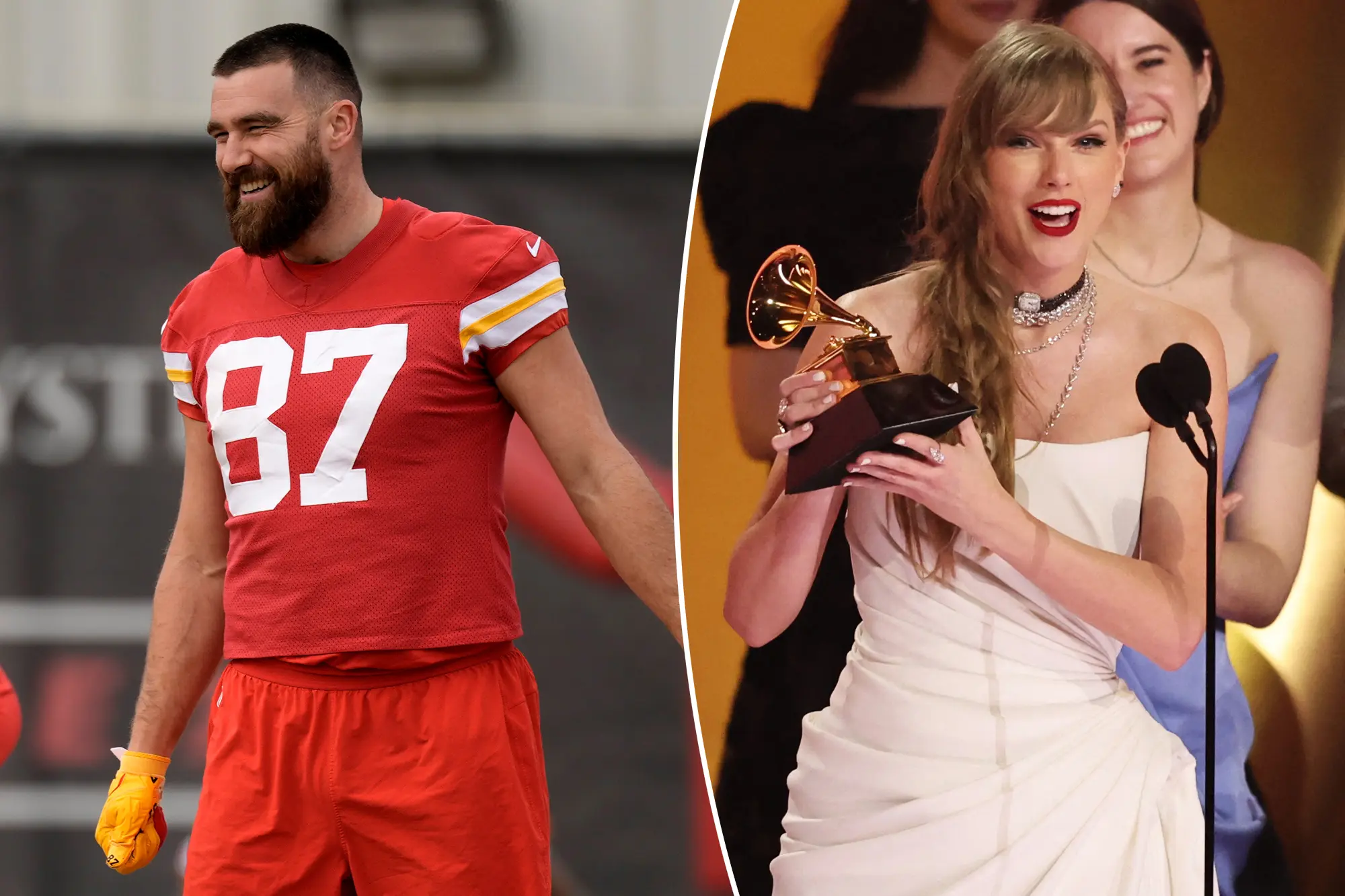 Travis Kelce knows how to celebrate Taylor Swift's historic wins. Here's what he bought her to celebrate the Grammy Awards in style.