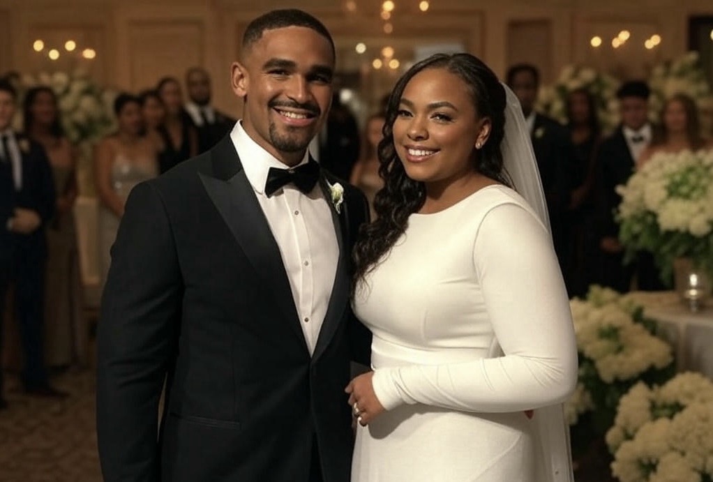 BREAKING: Philadelphia Eagles Quarterback Jalen Hurts and His Longtime Sweetheart Bryonna Burrows Exchange Vows in a Grand Ceremony at the Luxurious Ritz-Carlton in Atlanta, Joined by Eagles Stars A.J. Brown, DeVonta Smith, and Jason Kelce, with Hurts Saying, ‘Bryonna’s My MVP—This Day Means Everything to Us’